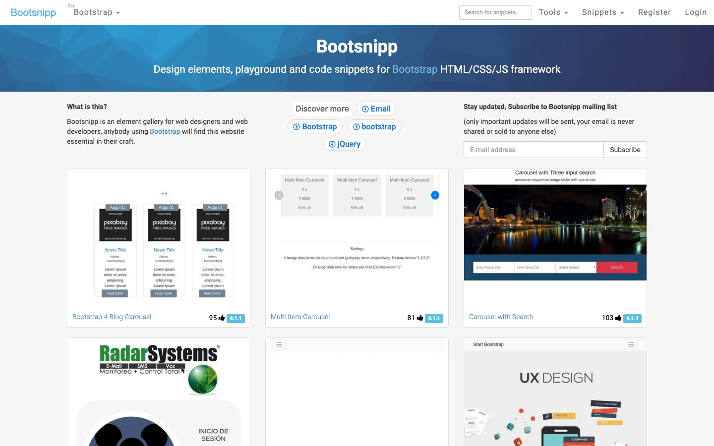 Screenshot reference for Bootsnipp Snippet Bundle