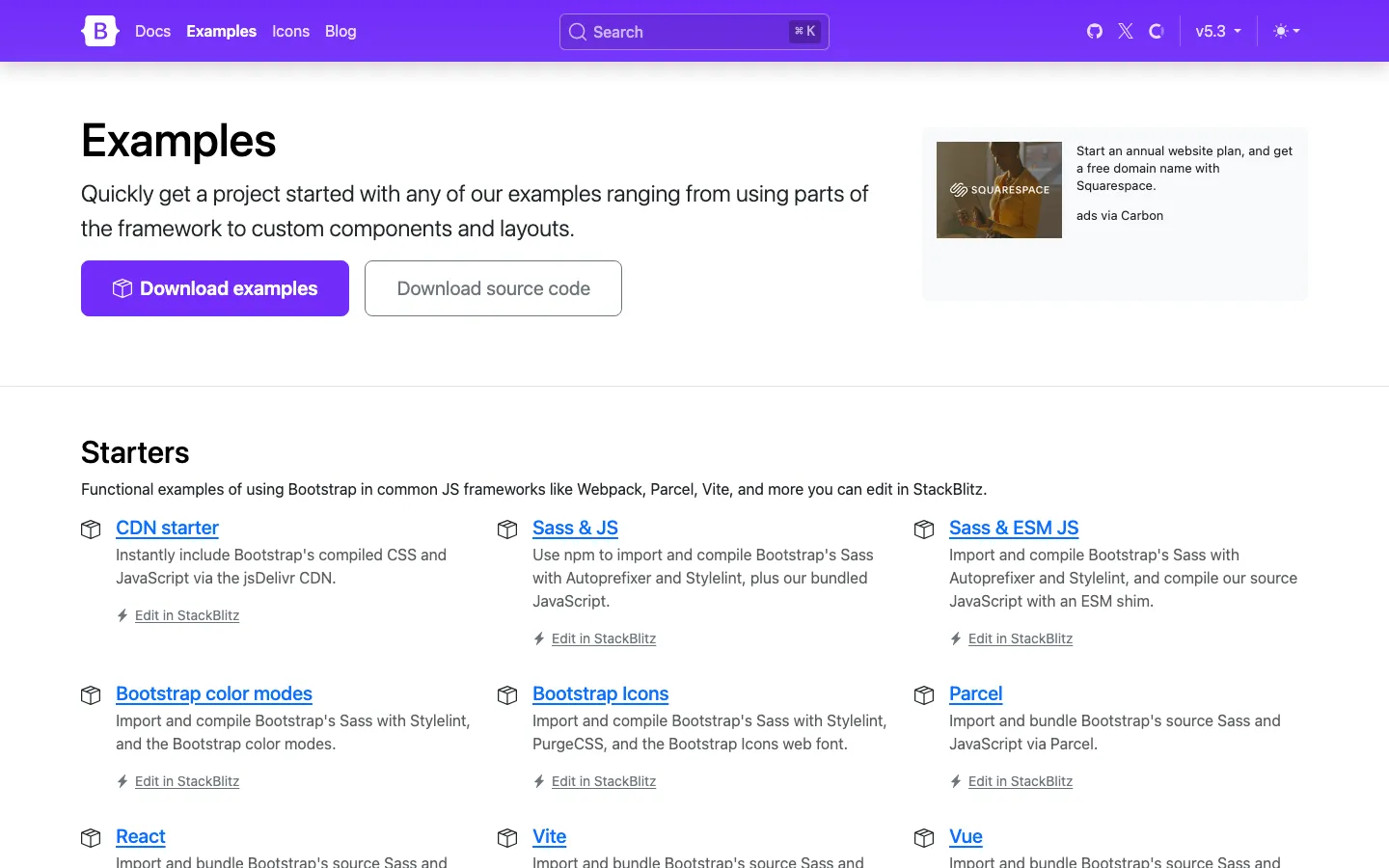 Screenshot reference for Bootstrap Examples Bundle