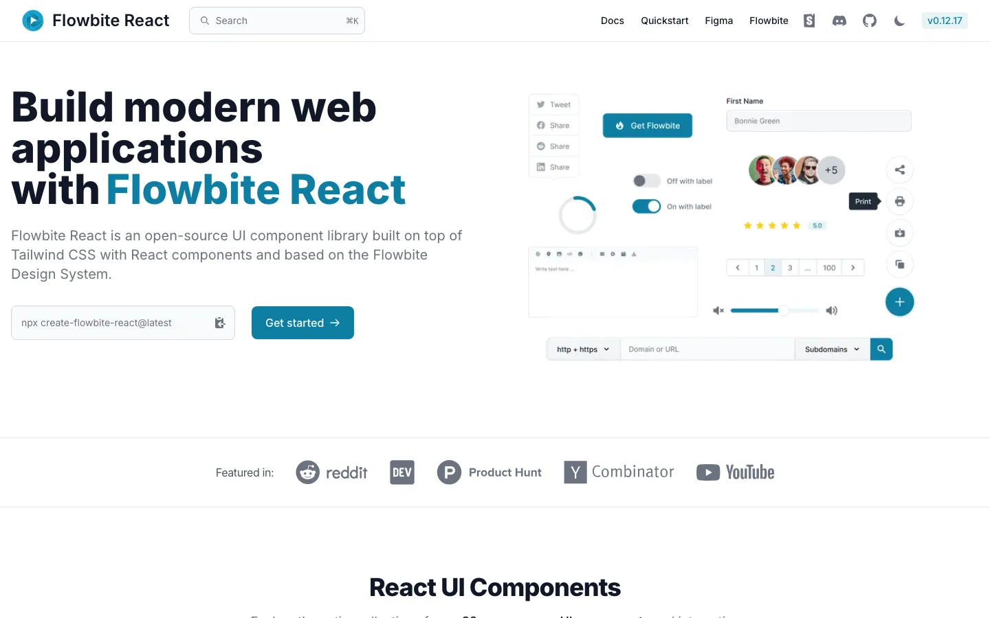 Screenshot reference for Flowbite React Components
