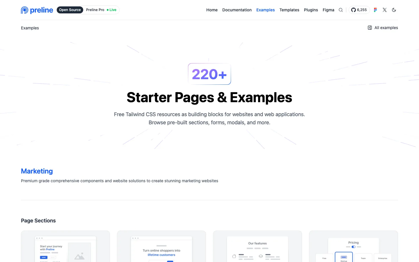 Screenshot reference for Preline Examples Bundle