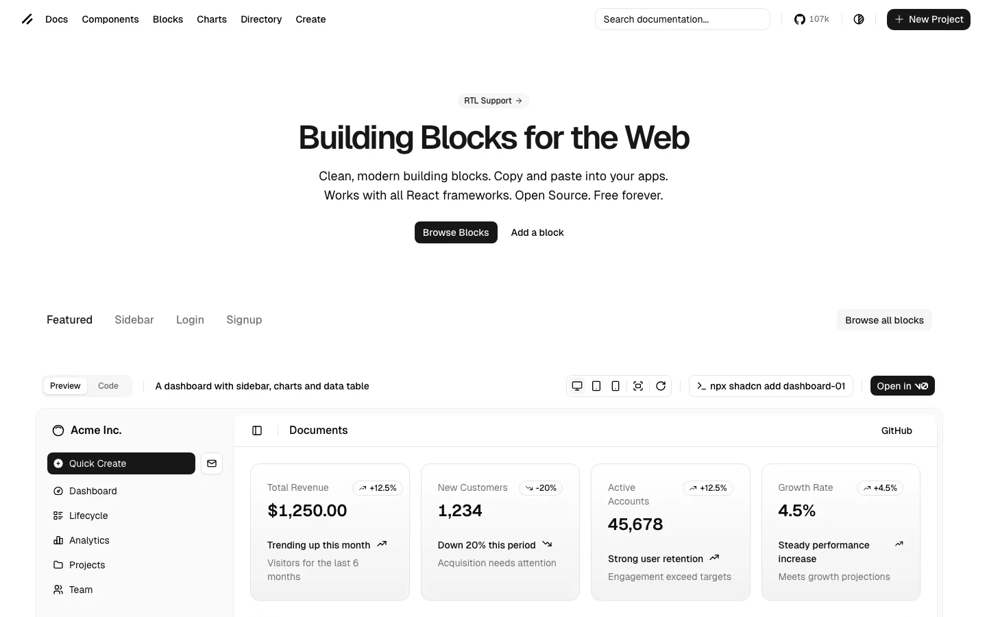 Screenshot reference for shadcn/ui Blocks