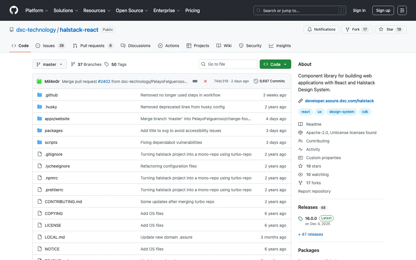 Screenshot reference for Halstack Design System