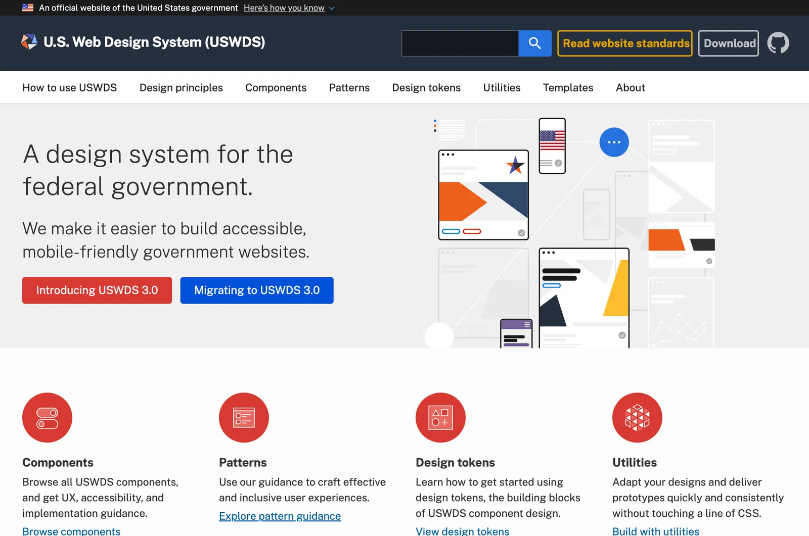 Screenshot reference for U.S. Web Design System (USWDS)