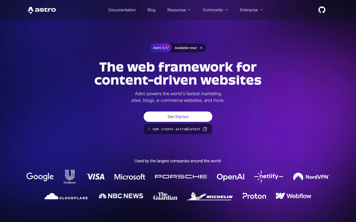 Screenshot reference for Astro