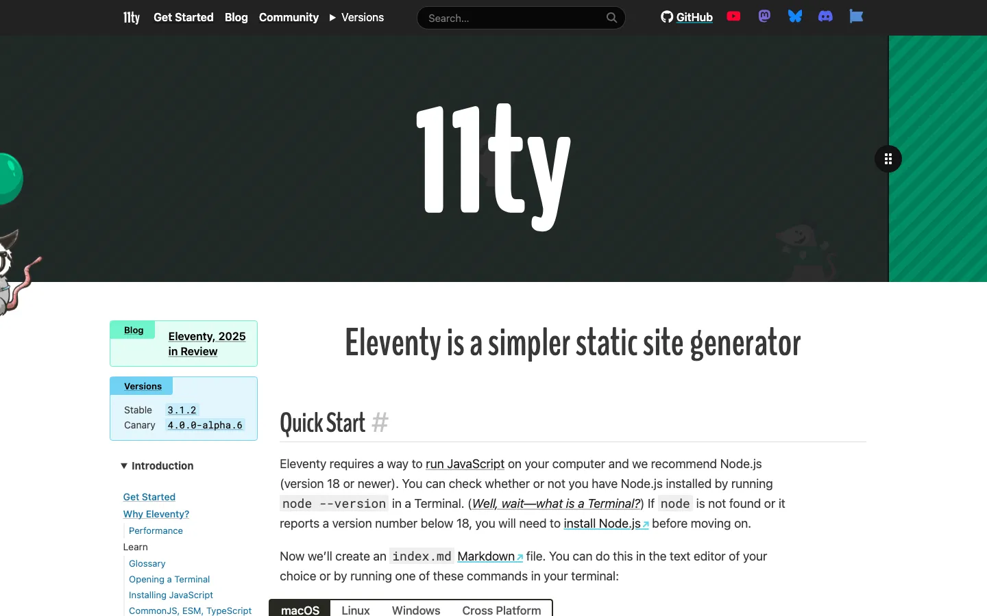 Screenshot reference for Eleventy