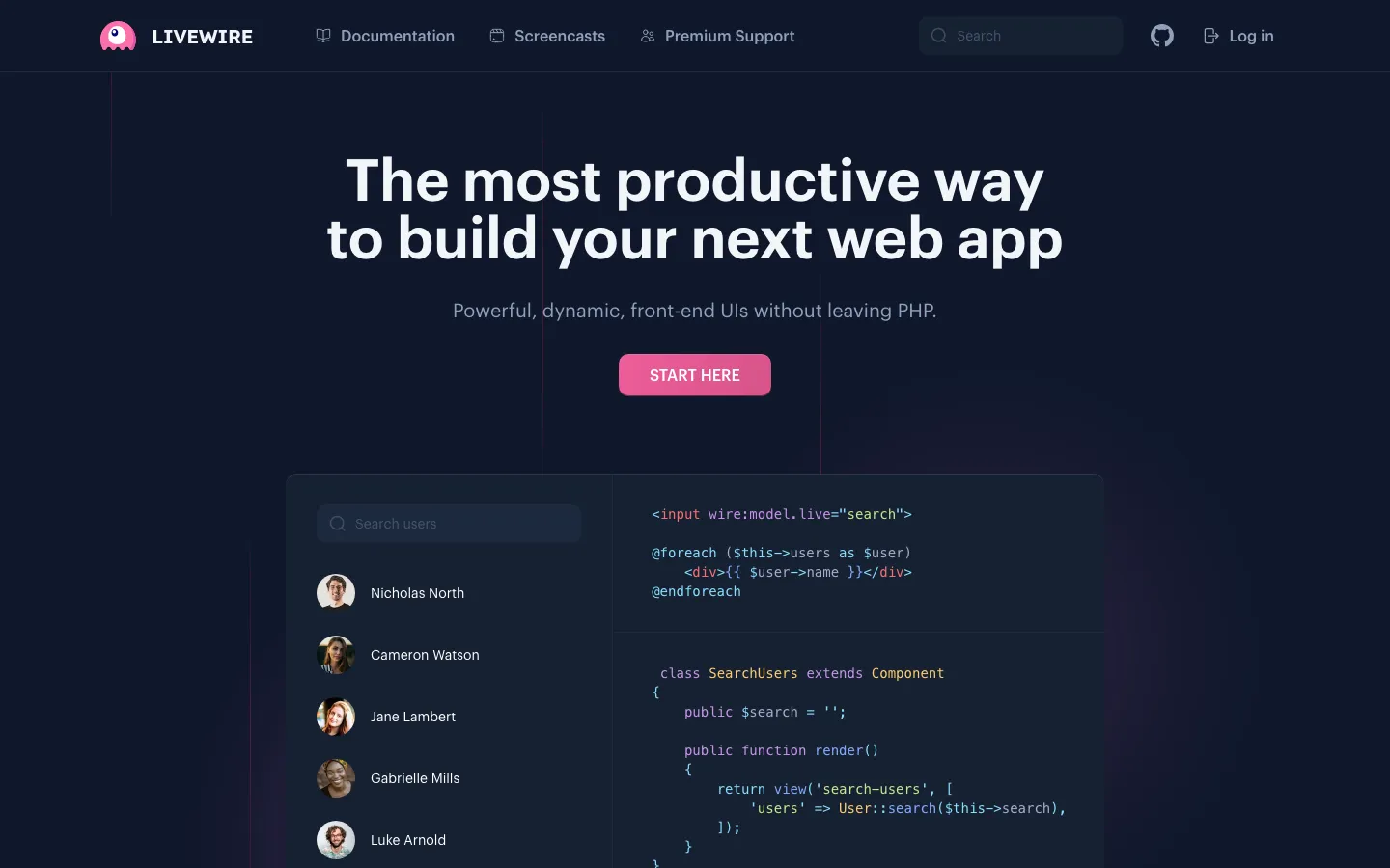 Screenshot reference for Laravel Livewire