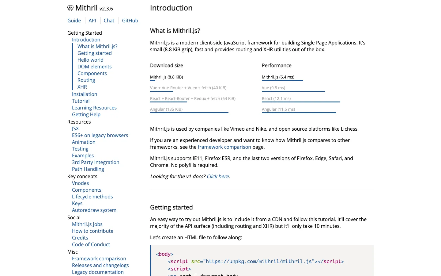 Screenshot reference for Mithril.js