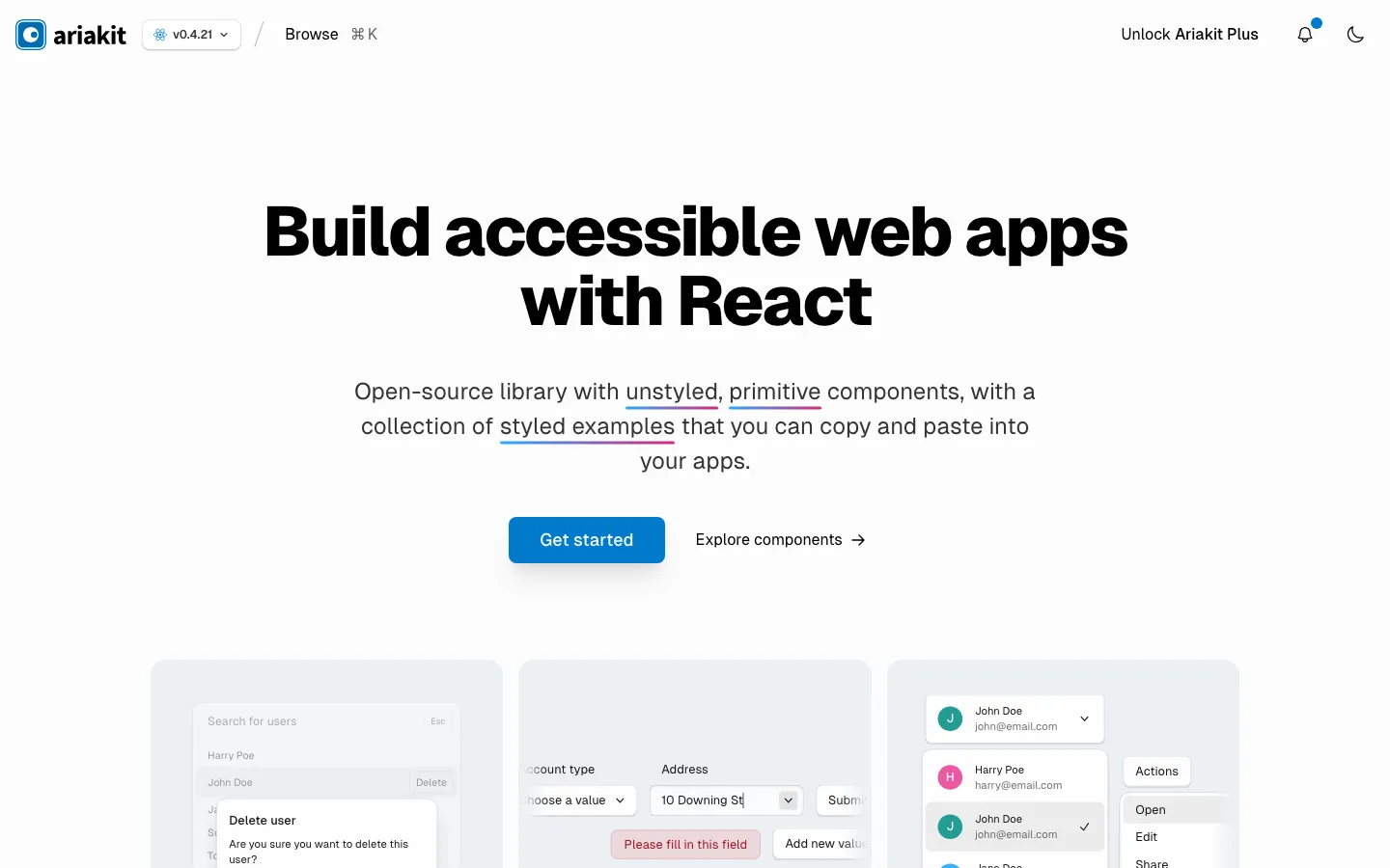 Screenshot reference for Ariakit
