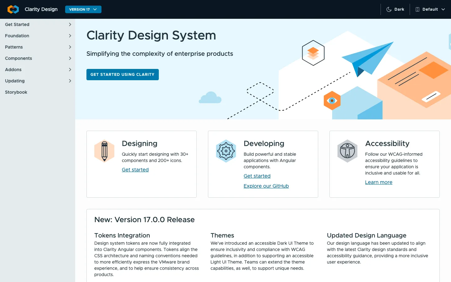 Screenshot reference for Clarity Design System