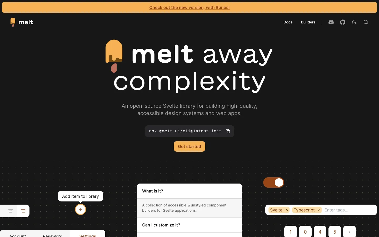 Screenshot reference for Melt UI