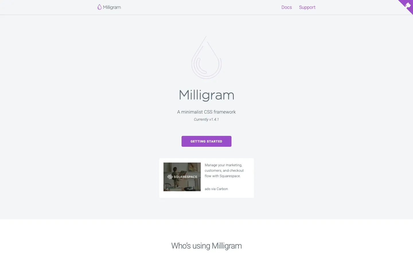 Screenshot reference for Milligram