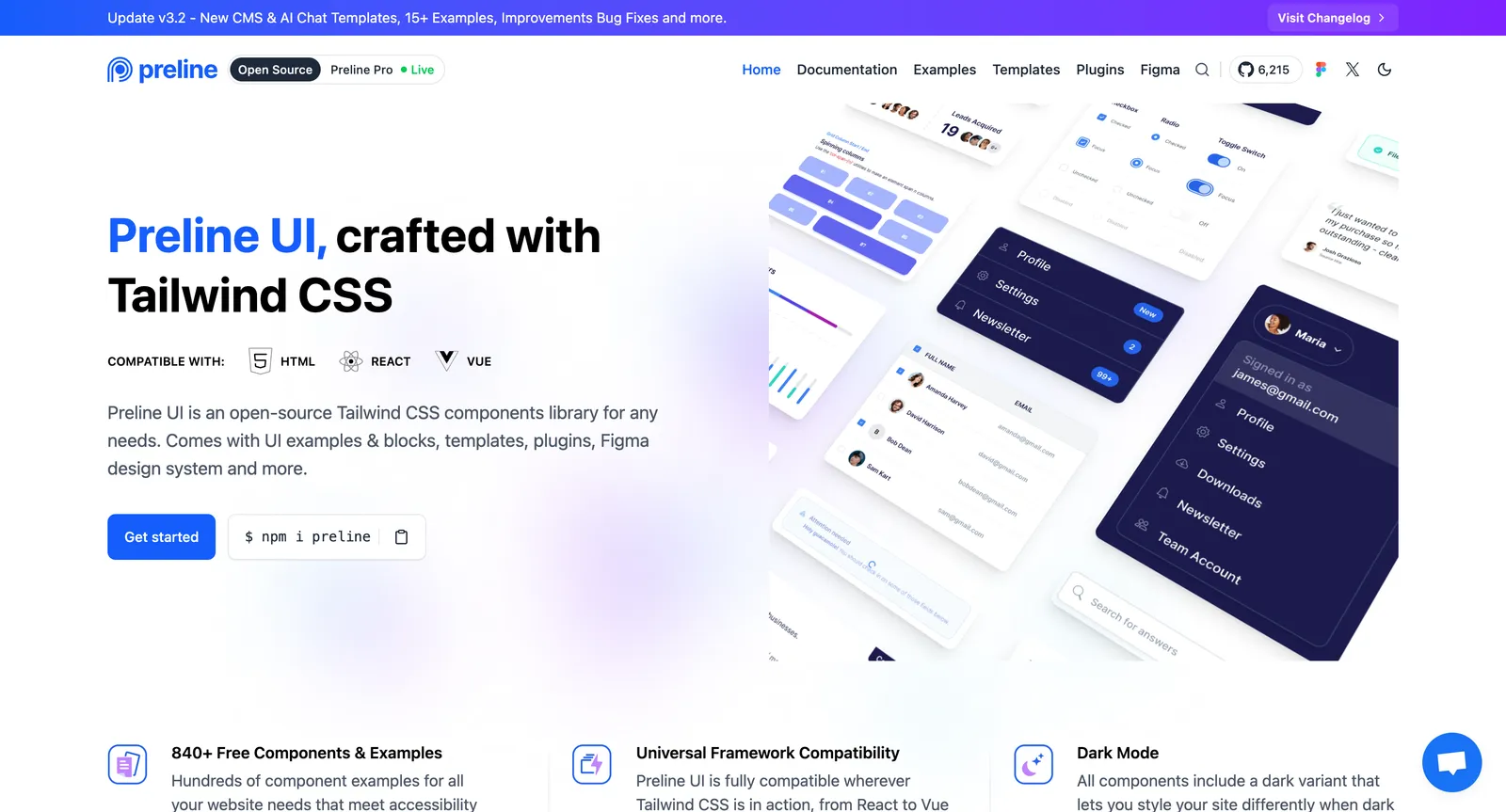 Screenshot reference for Preline UI