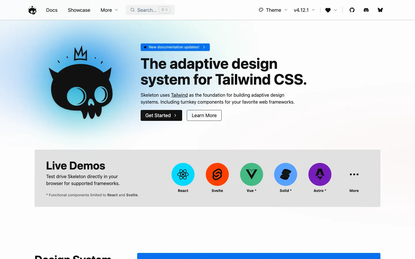 Screenshot reference for Skeleton UI