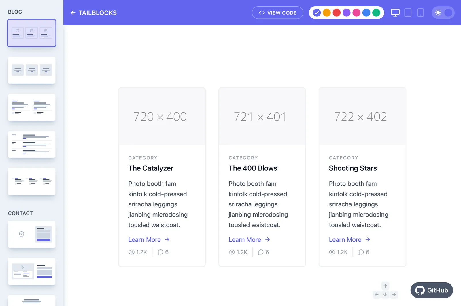 Screenshot reference for Tailblocks