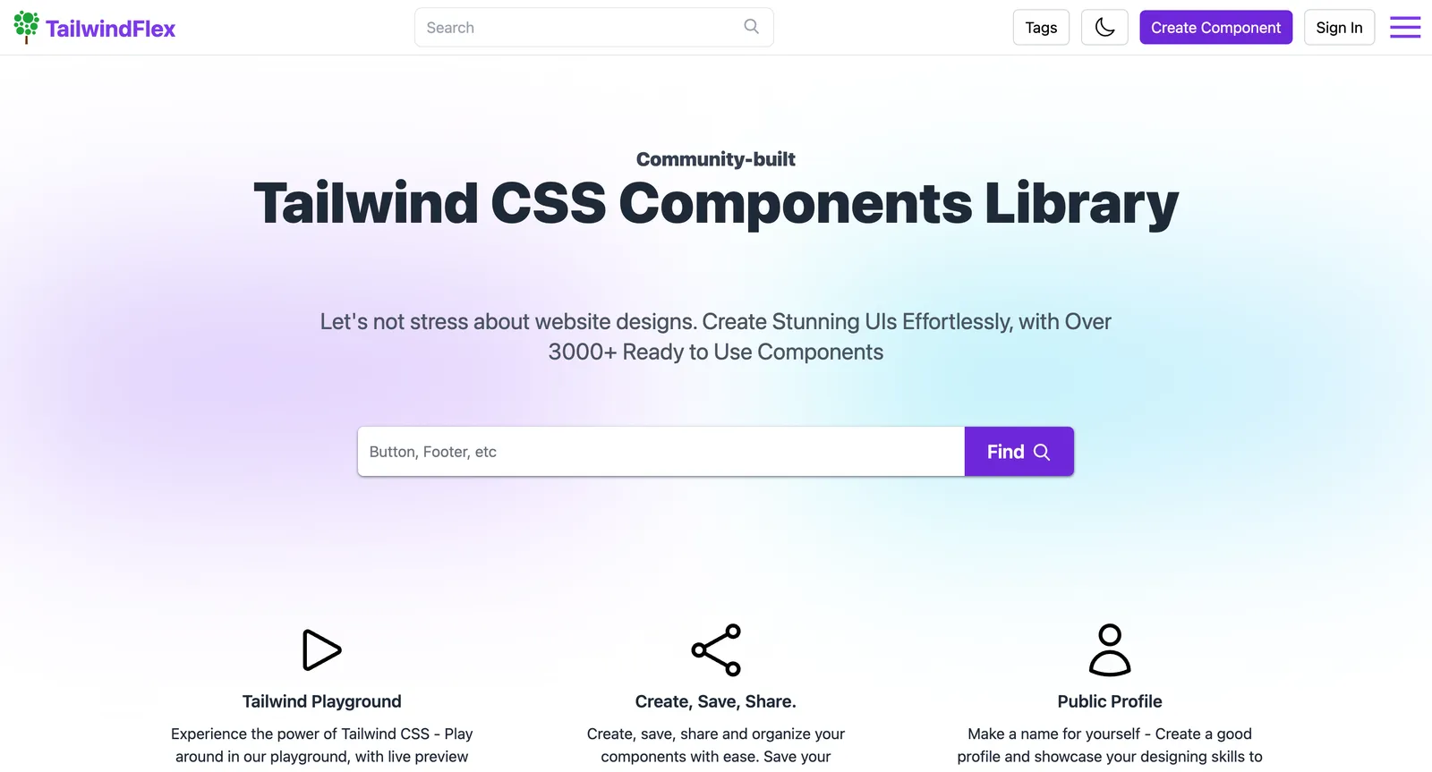 Screenshot reference for Tailwindflex