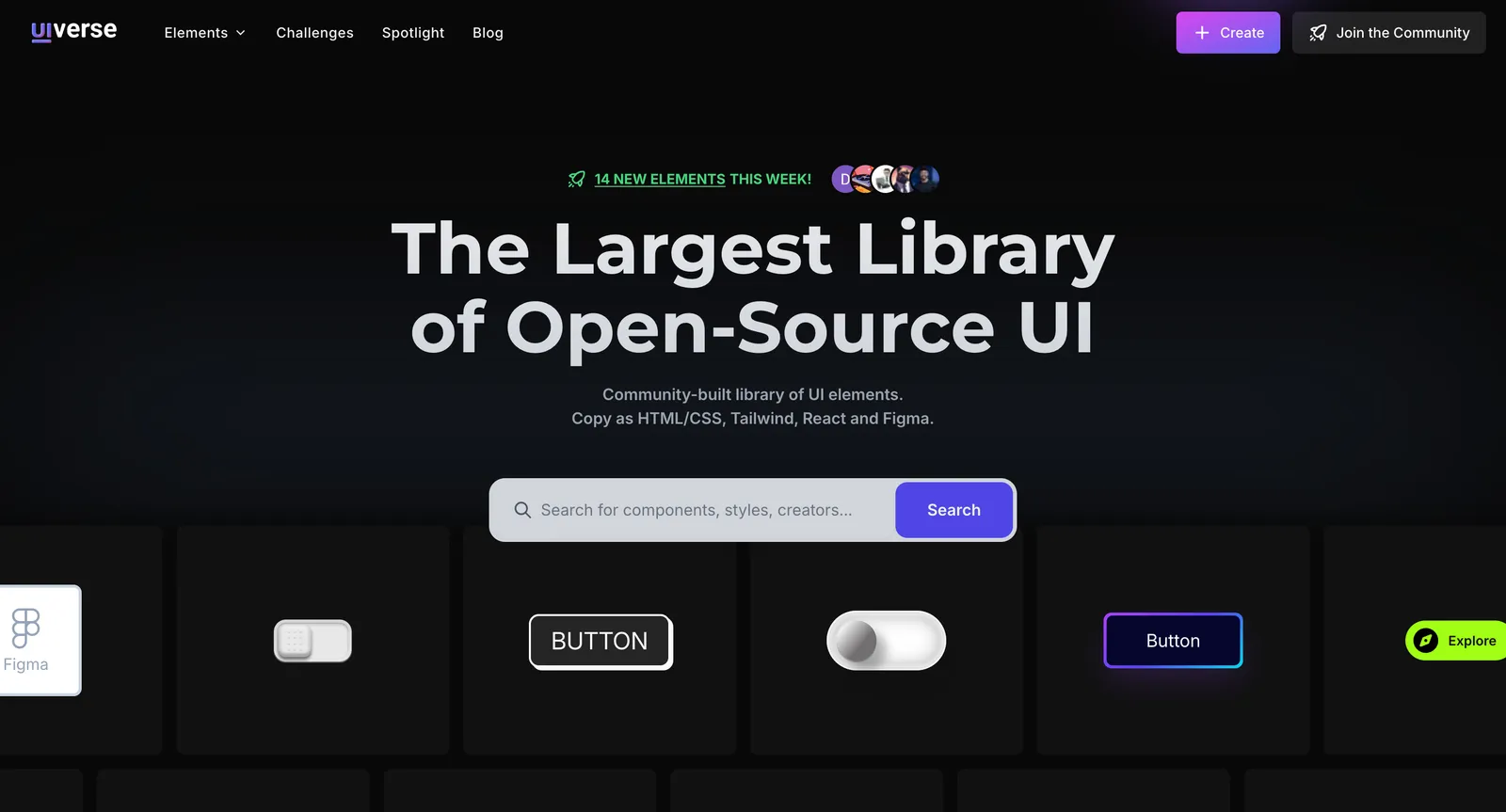 Screenshot reference for UIverse