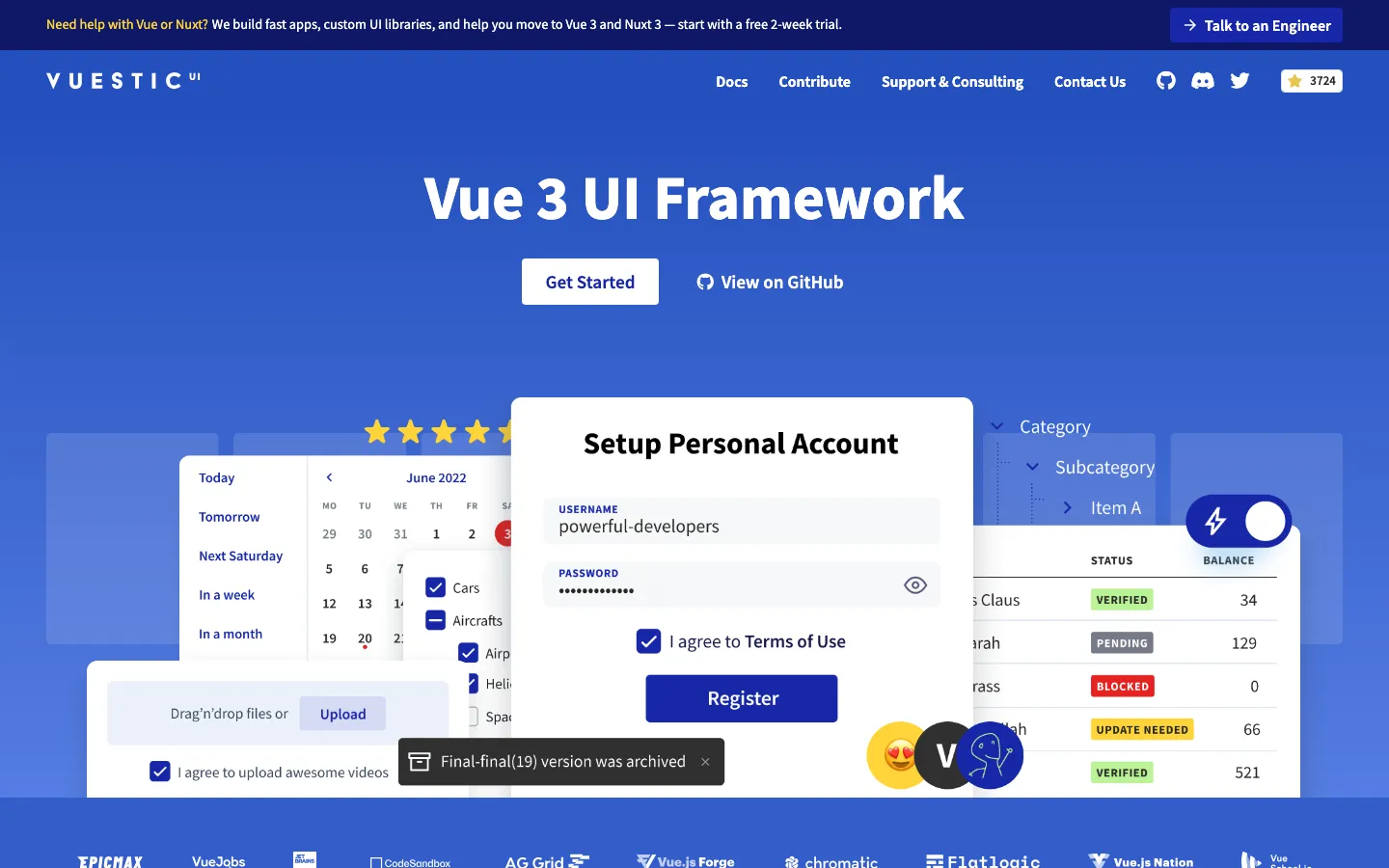 Screenshot reference for Vuestic UI