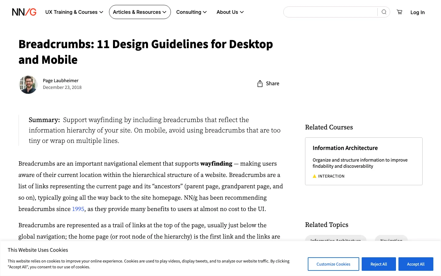 Screenshot reference for Breadcrumb Navigation Pattern