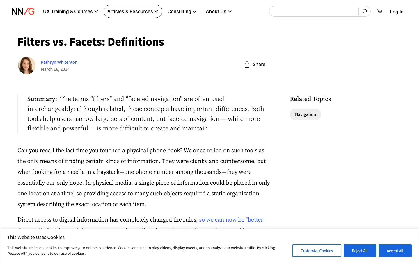 Screenshot reference for Faceted Filtering Pattern