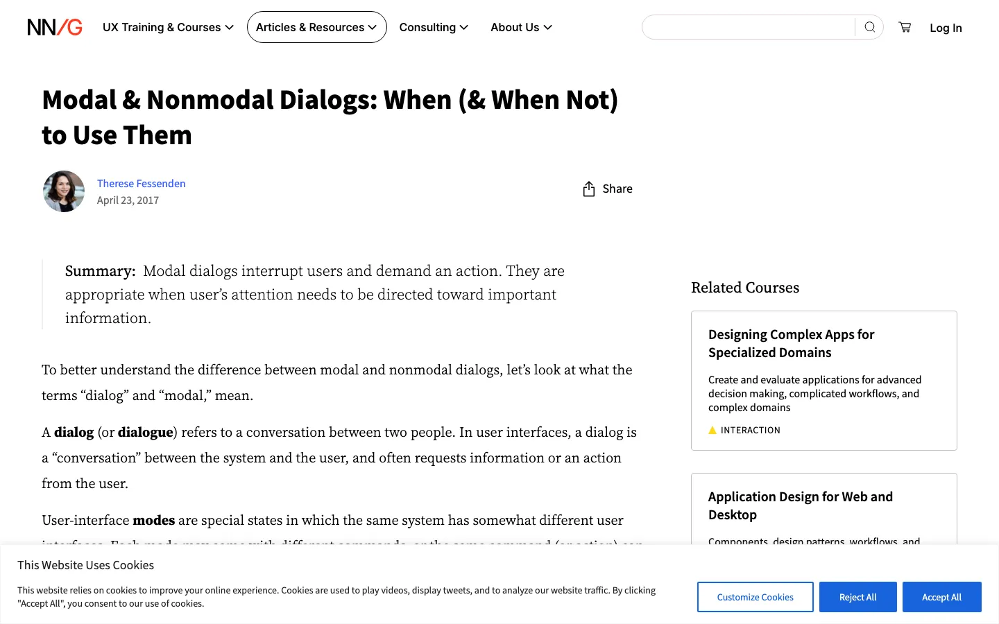 Screenshot reference for Modal Dialog Pattern