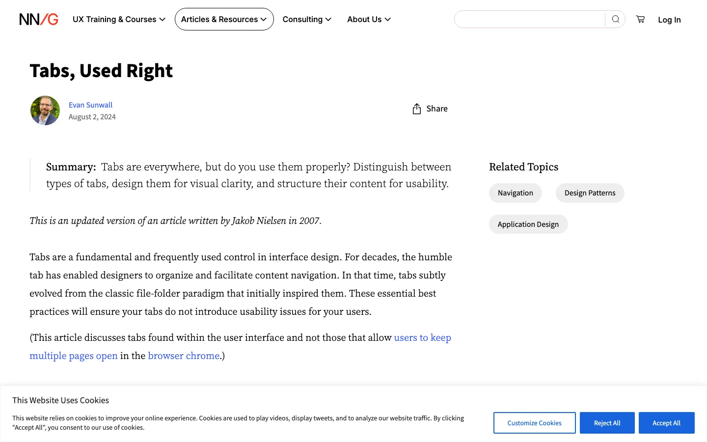 Screenshot reference for Tabbed Content Pattern