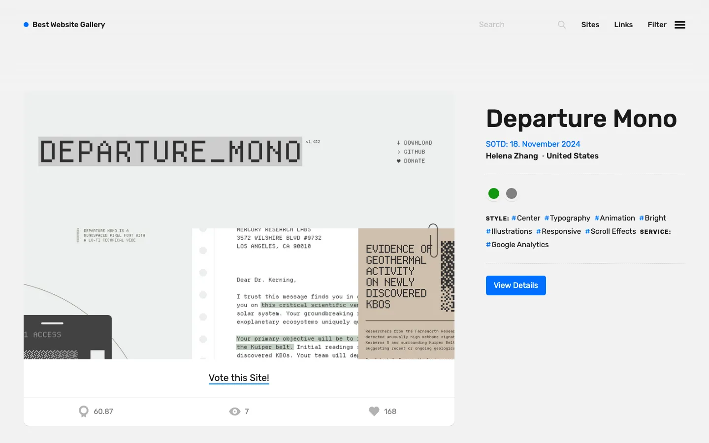 Screenshot reference for Best Website Gallery