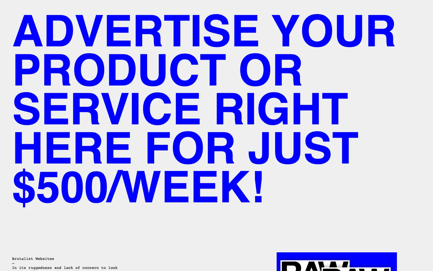 Screenshot reference for Brutalist Websites