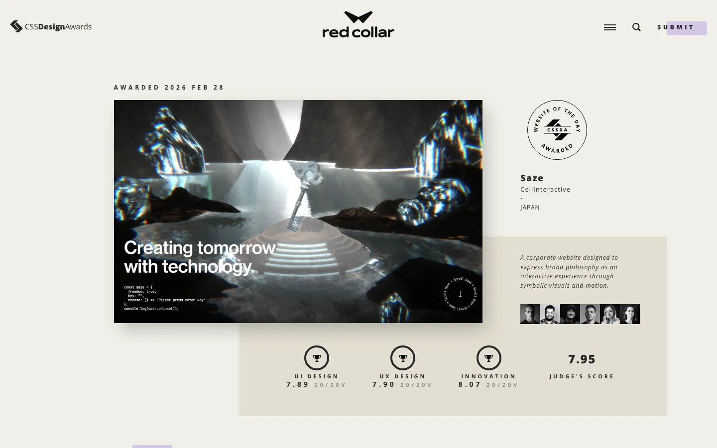 Screenshot reference for CSS Design Awards