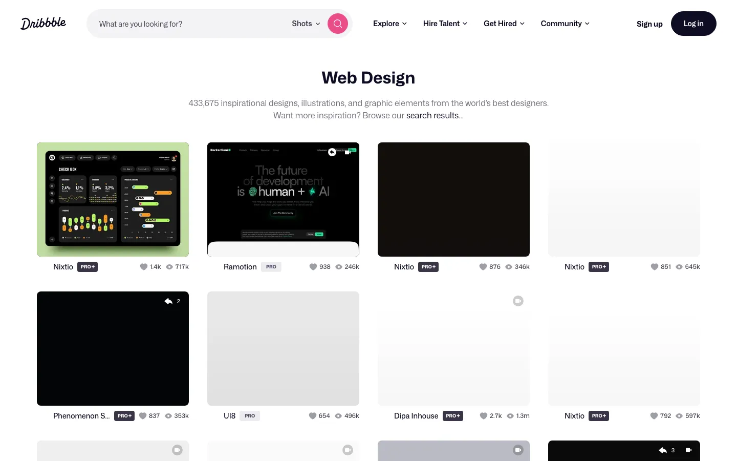 Screenshot reference for Dribbble Web Design Tag