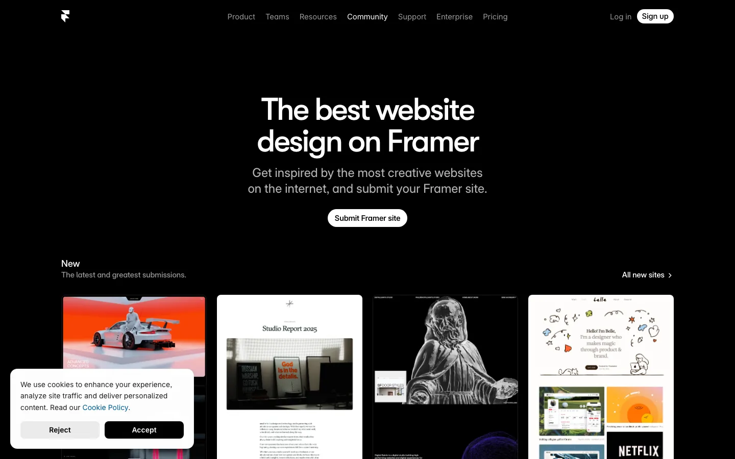 Screenshot reference for Framer Showcase