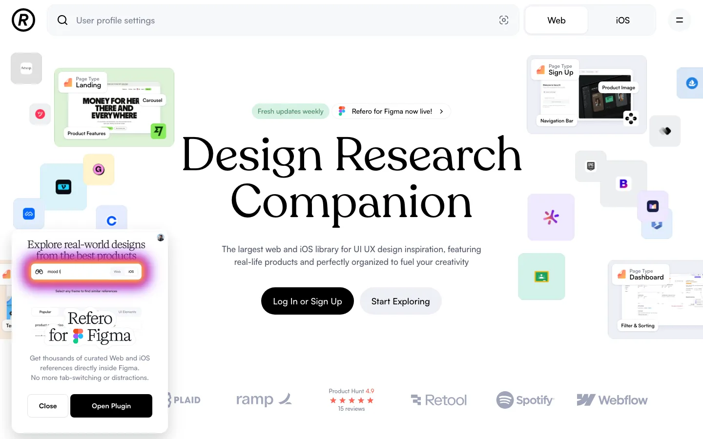 Screenshot reference for Refero