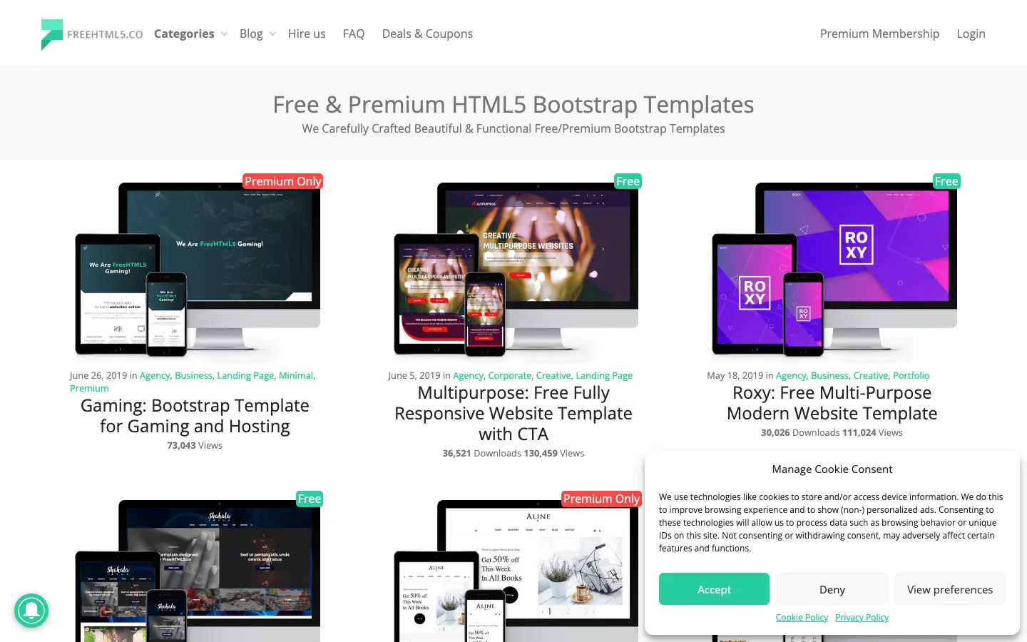 Screenshot reference for FreeHTML5.co