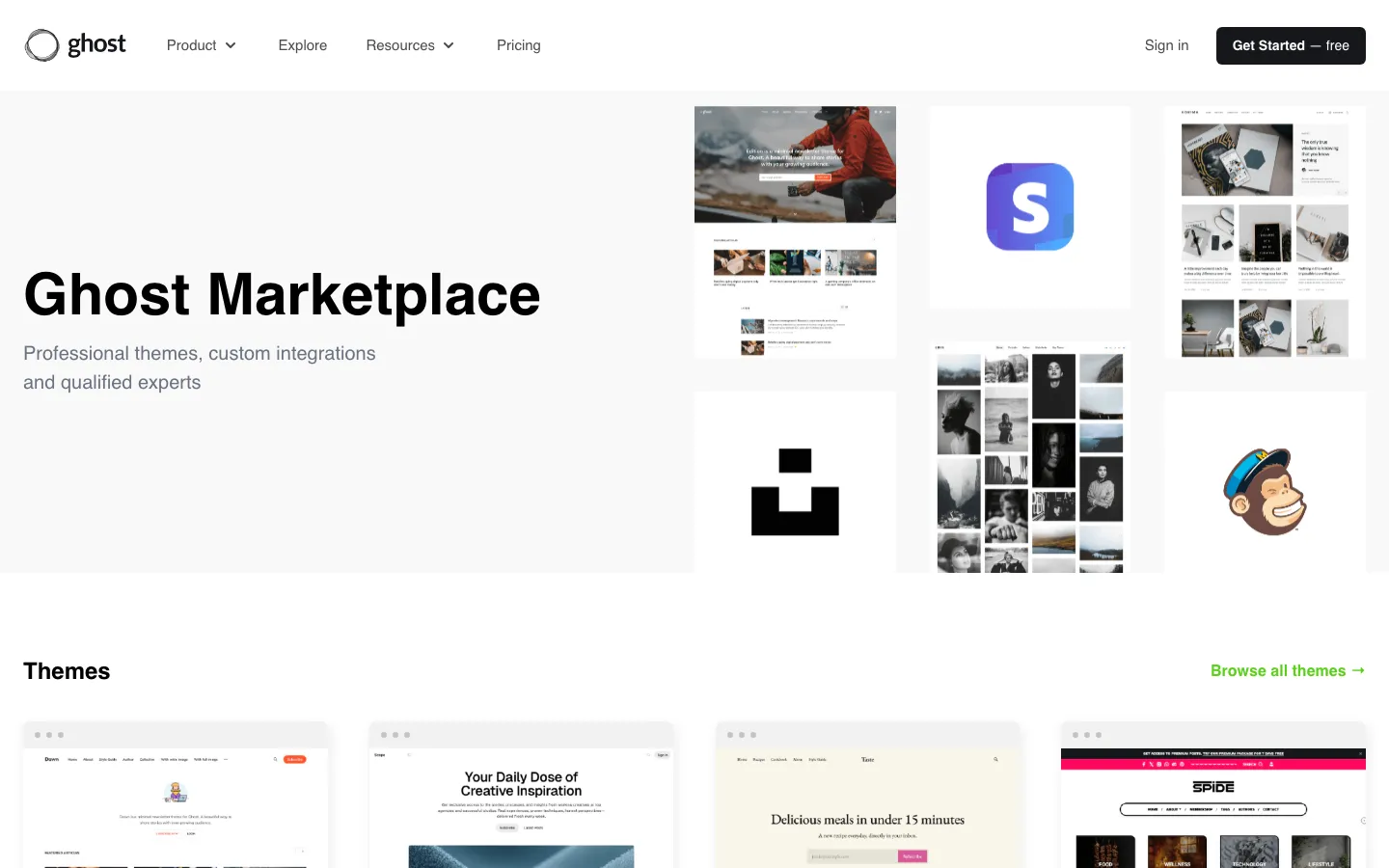 Screenshot reference for Ghost Marketplace Themes