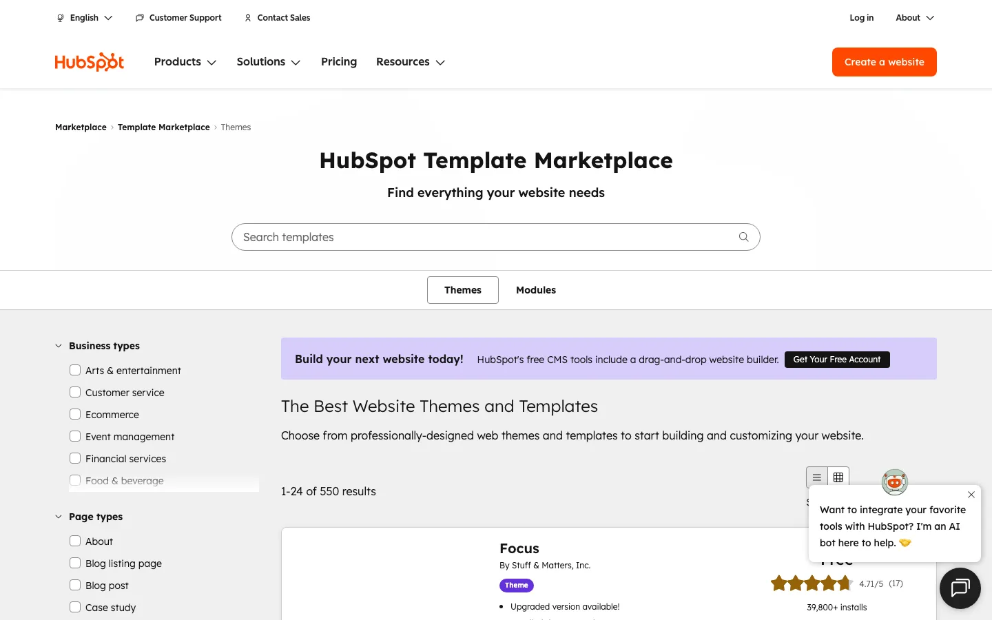 Screenshot reference for HubSpot CMS Templates