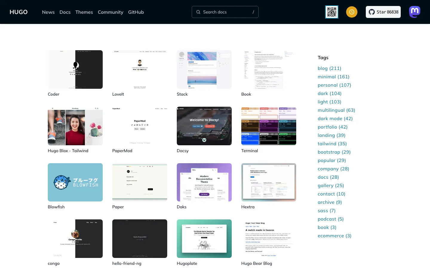 Screenshot reference for Hugo Themes Directory