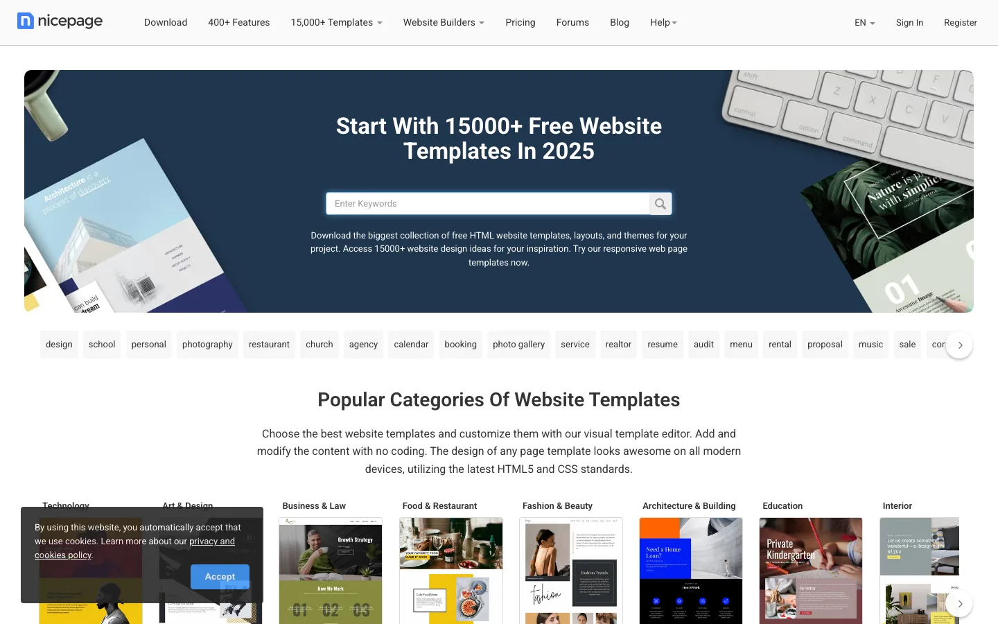 Screenshot reference for Nicepage Website Templates