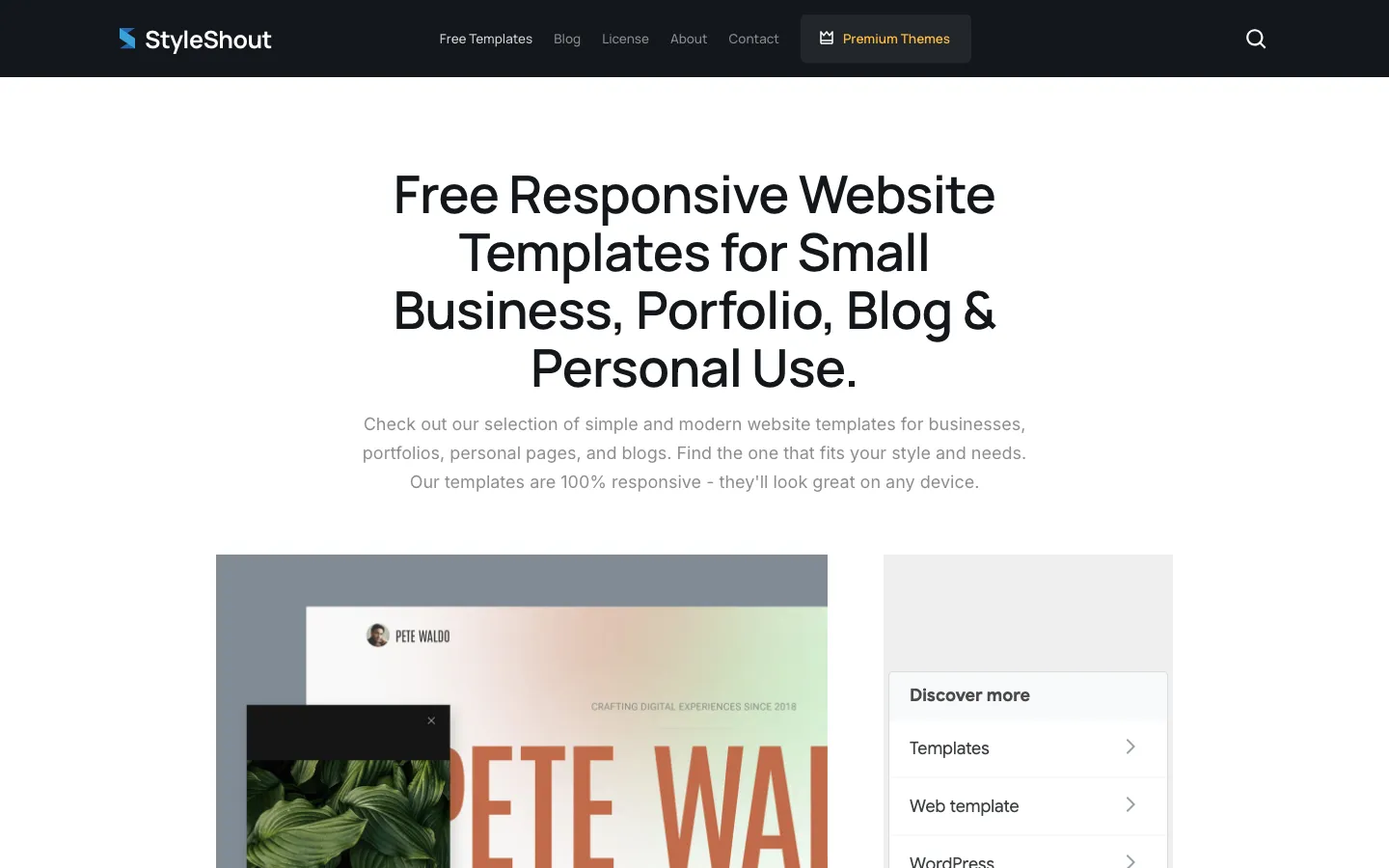Screenshot reference for StyleShout Templates