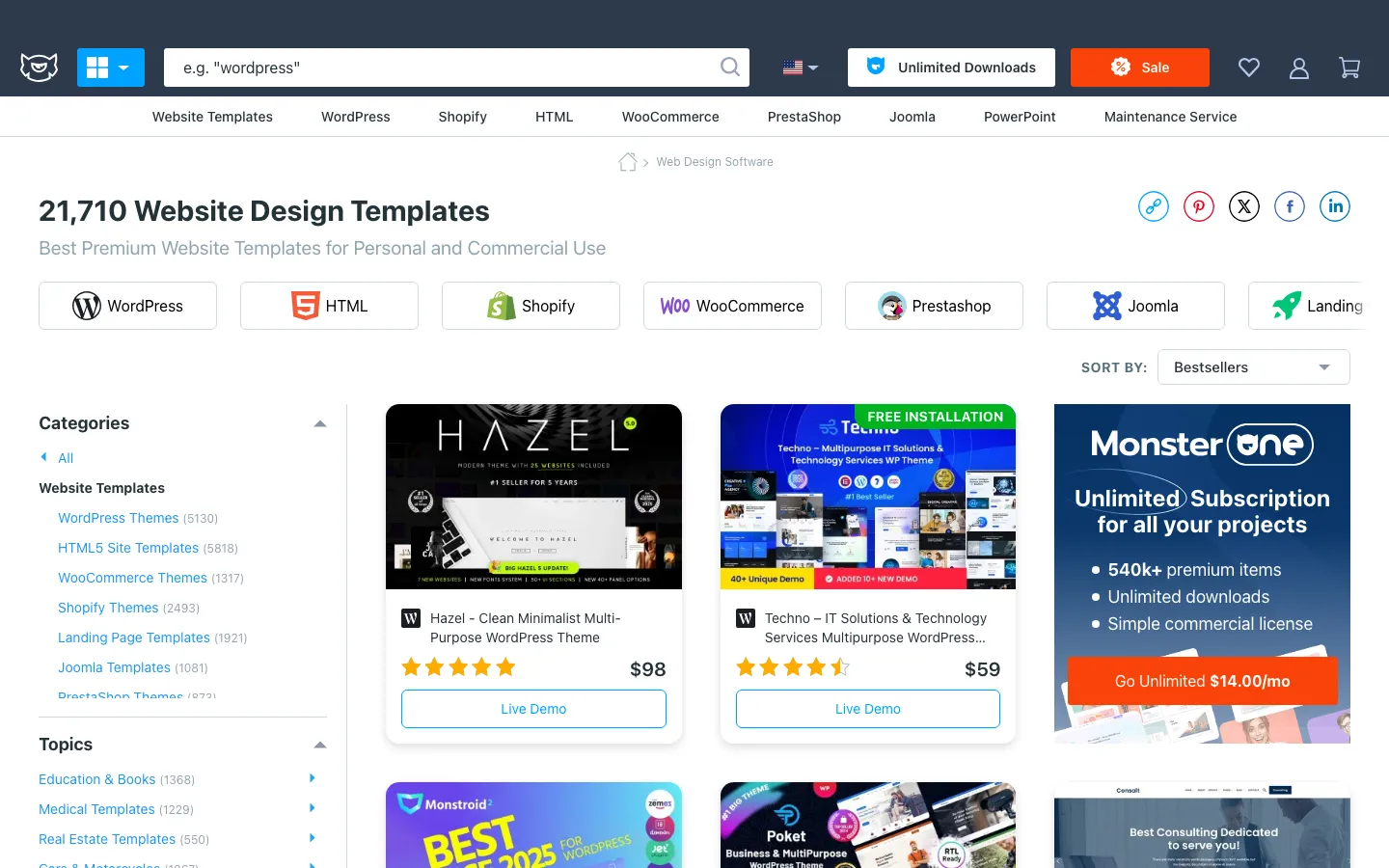 Screenshot reference for TemplateMonster