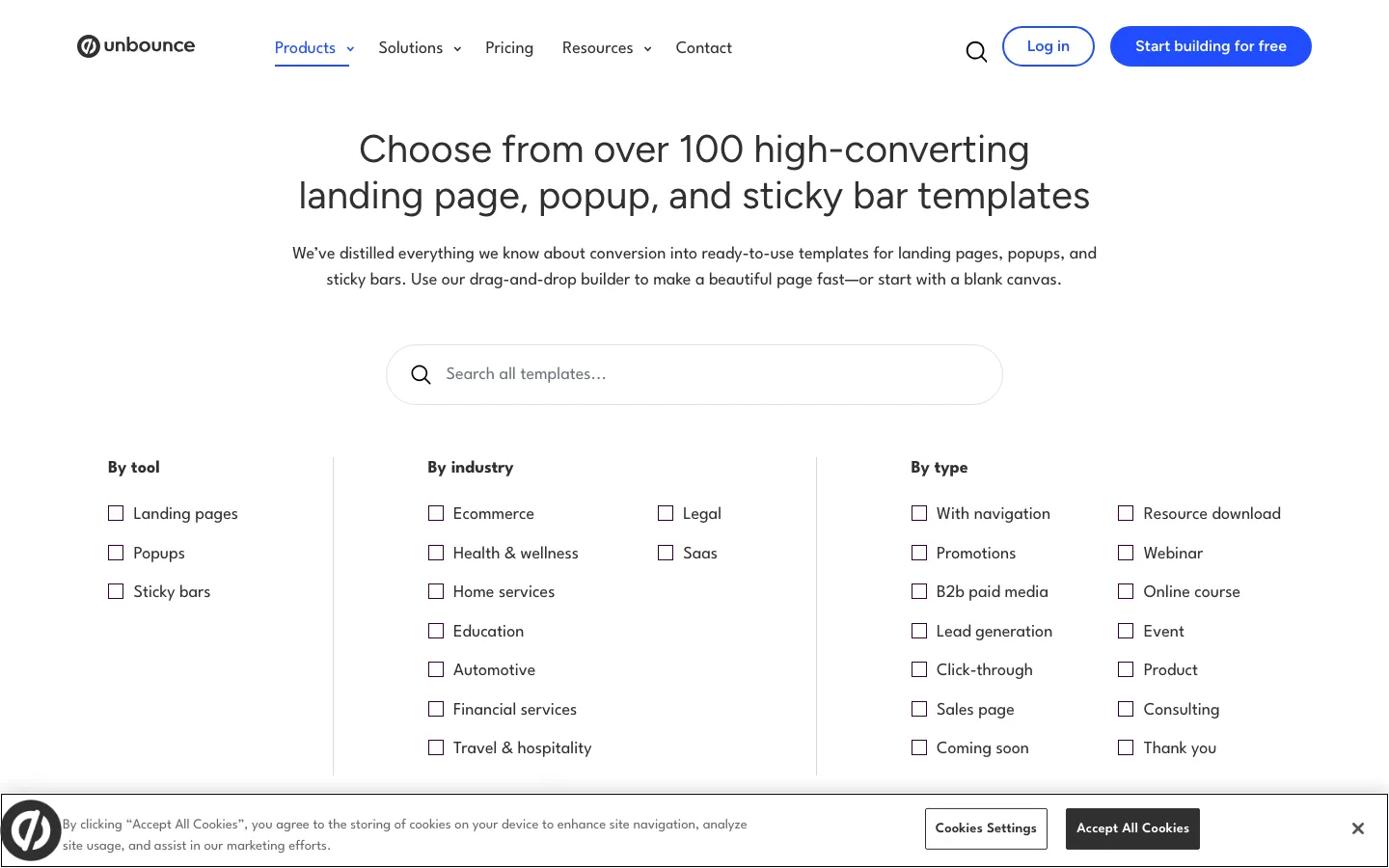 Screenshot reference for Unbounce Landing Page Templates