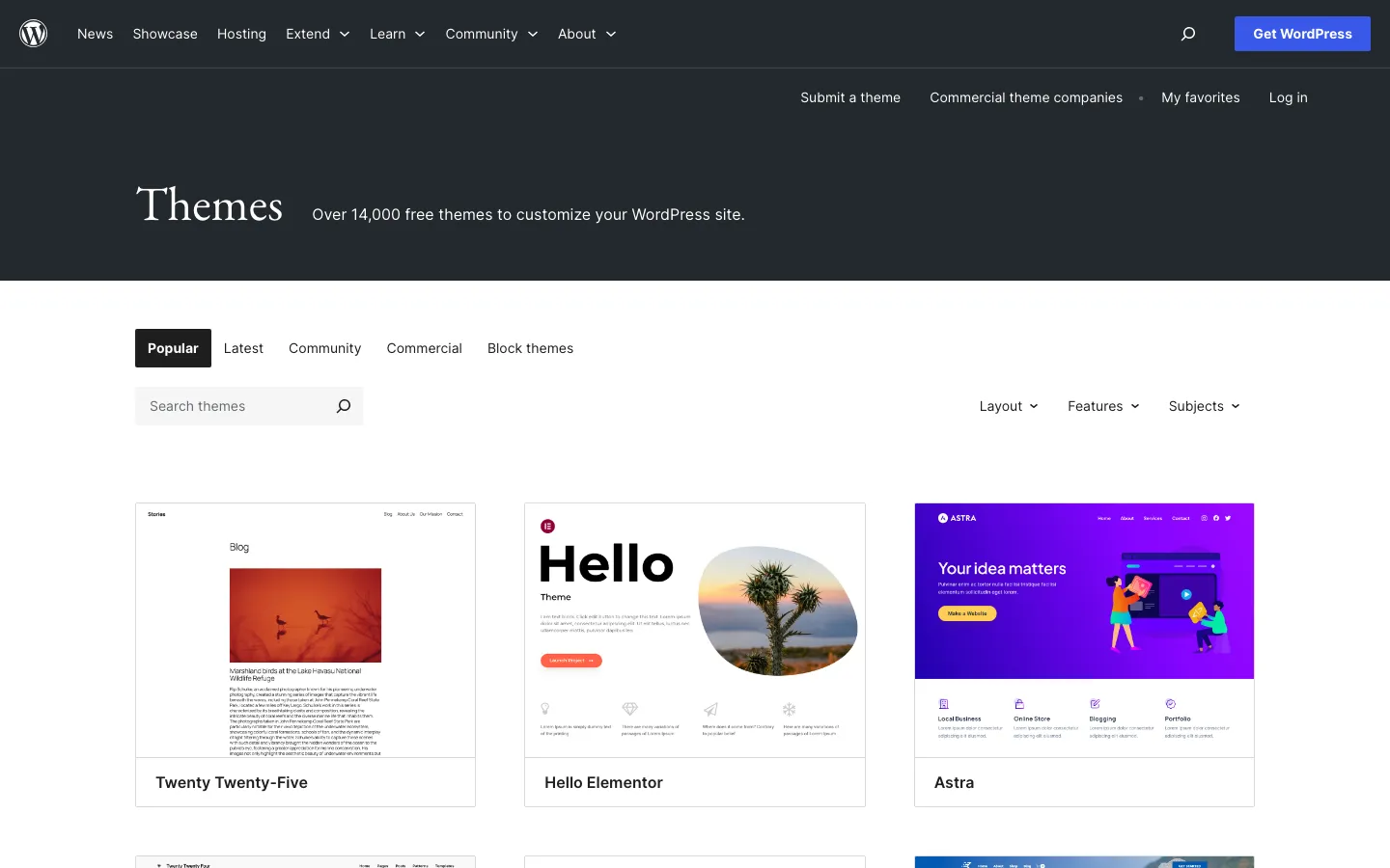 Screenshot reference for WordPress.org Themes