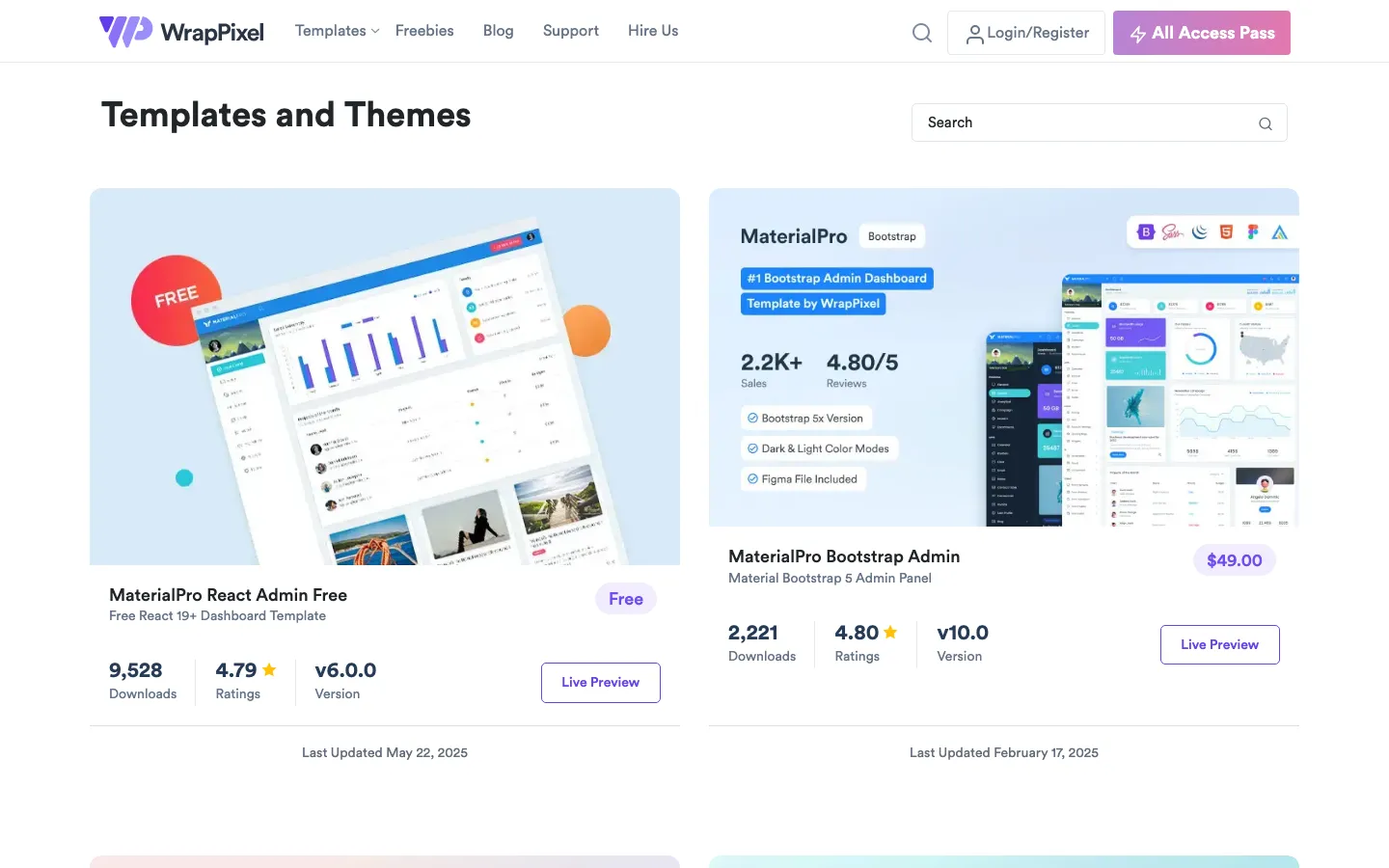 Screenshot reference for WrapPixel Templates