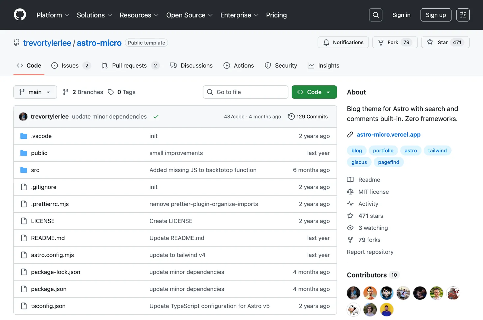 Screenshot reference for Astro Micro