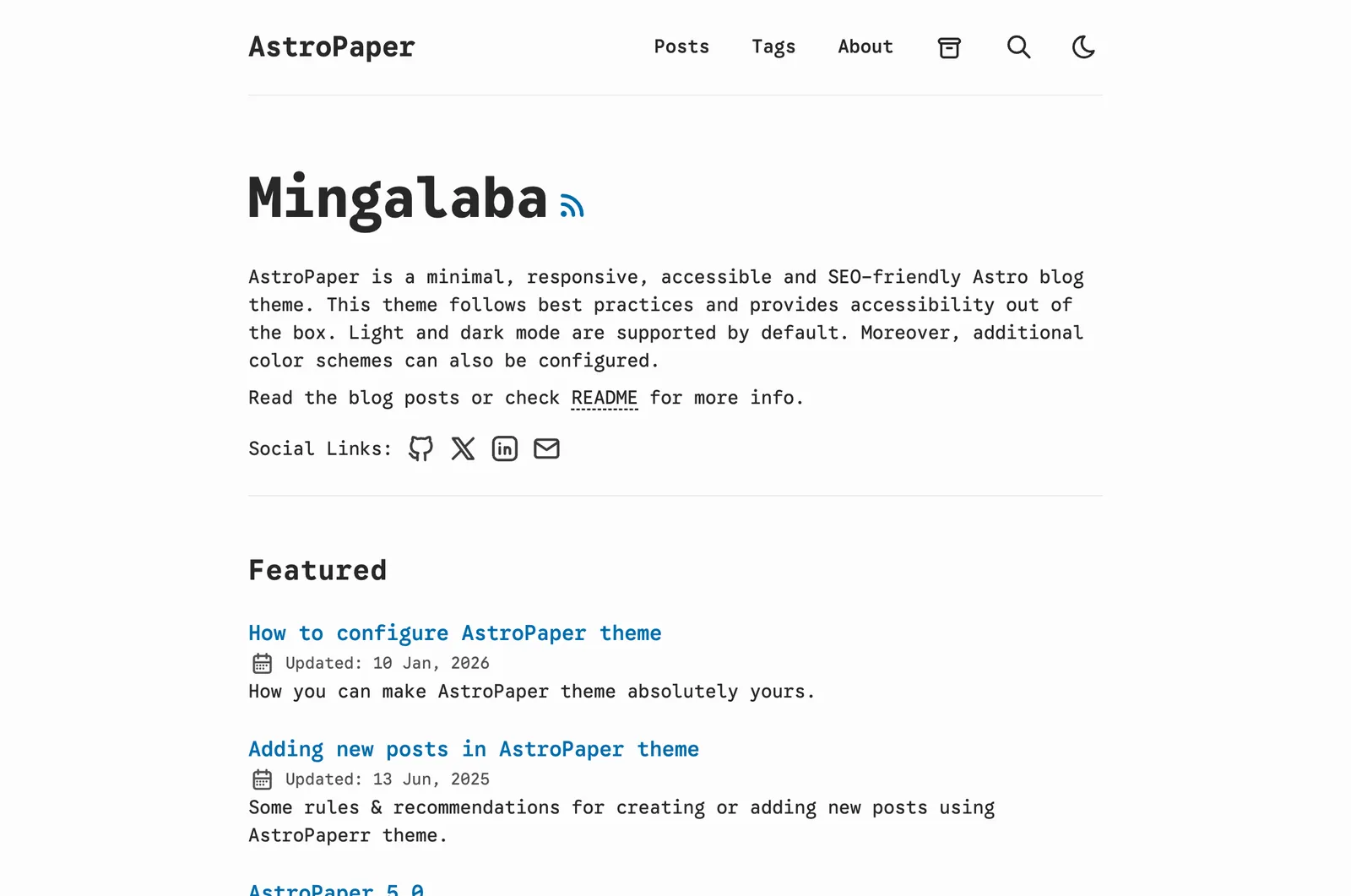Screenshot reference for AstroPaper