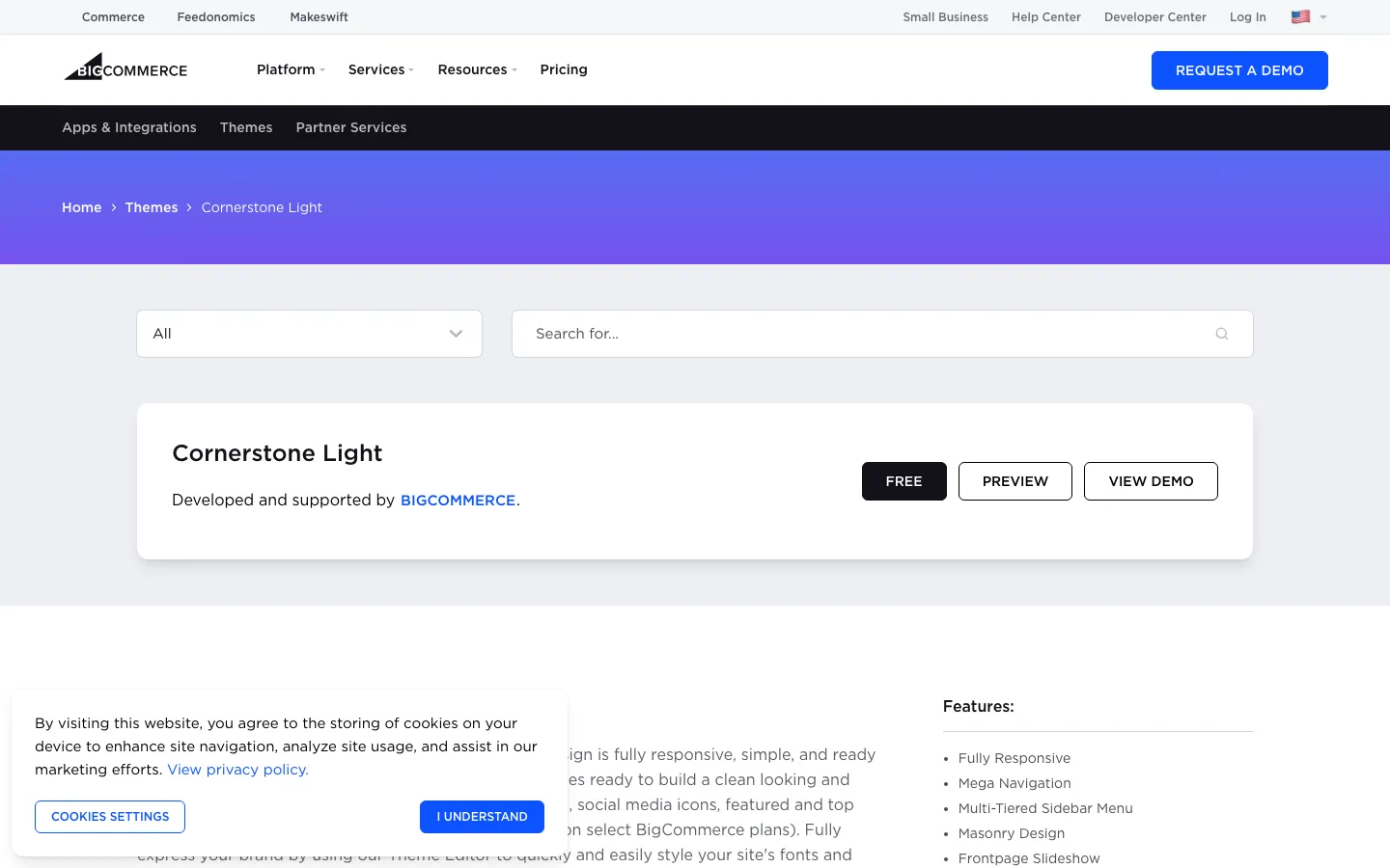 Screenshot reference for BigCommerce Cornerstone