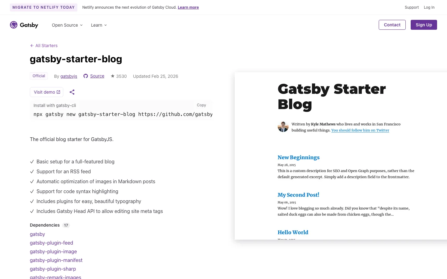 Screenshot reference for Gatsby Starter Blog