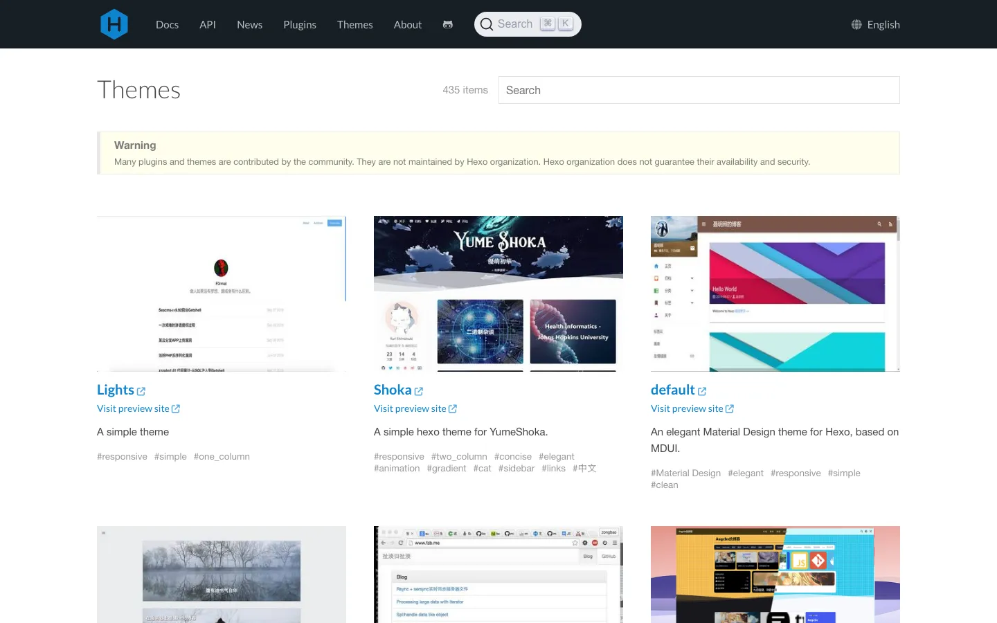Screenshot reference for Hexo Landscape Theme