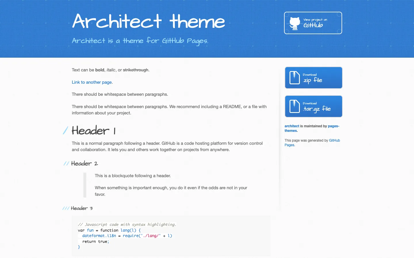 Screenshot reference for Jekyll Architect Theme