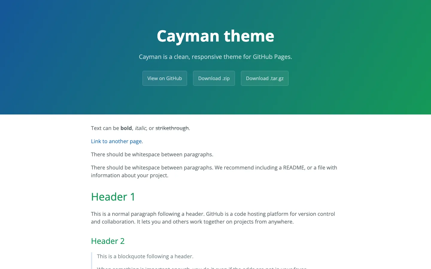 Screenshot reference for Jekyll Cayman Theme