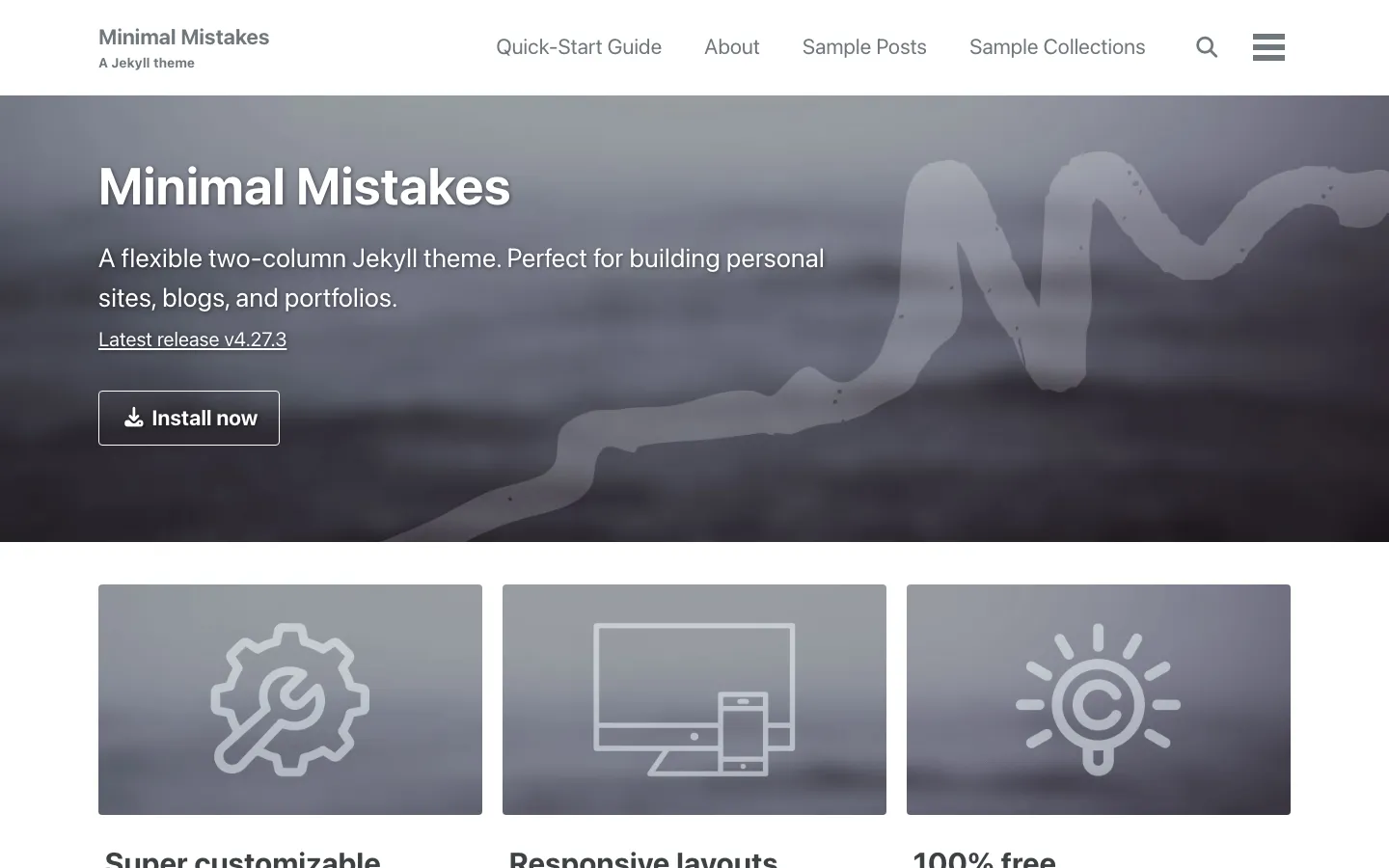 Screenshot reference for Jekyll Minimal Mistakes