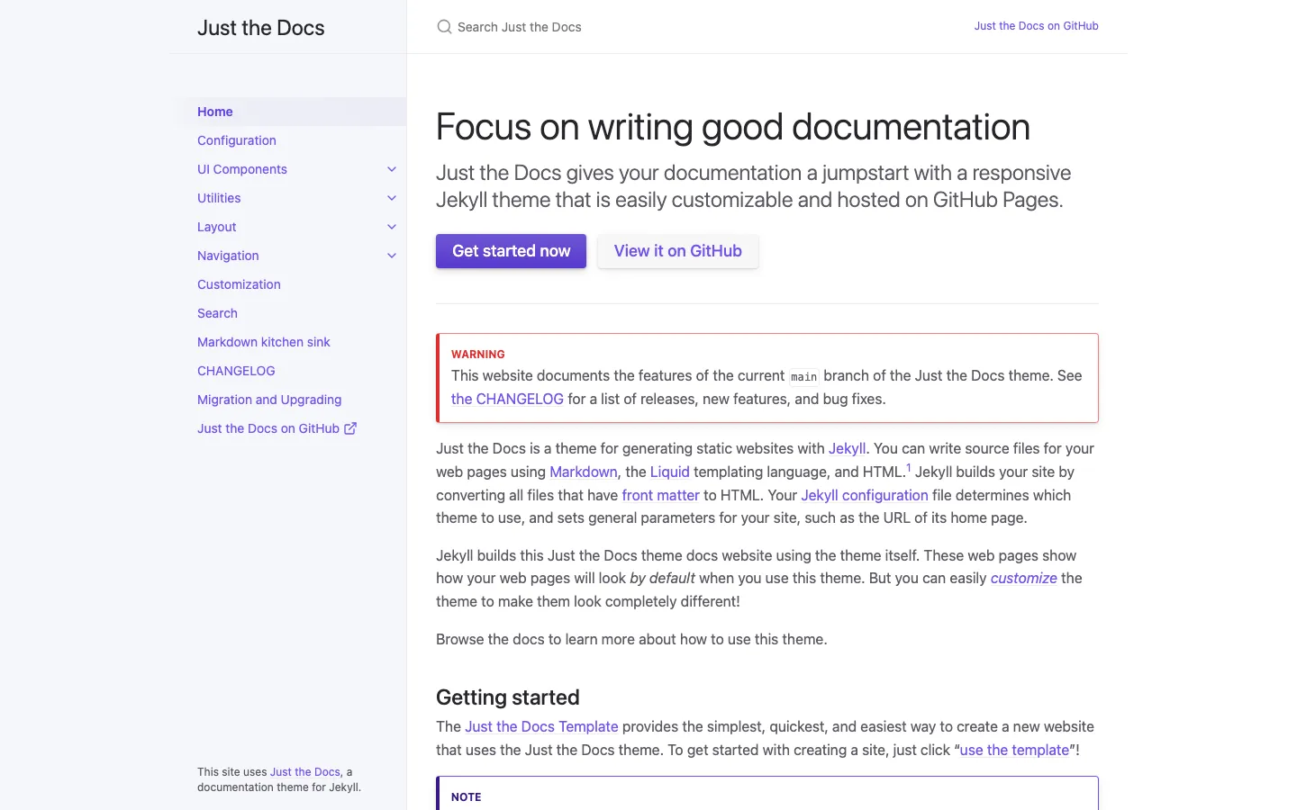 Screenshot reference for Just the Docs